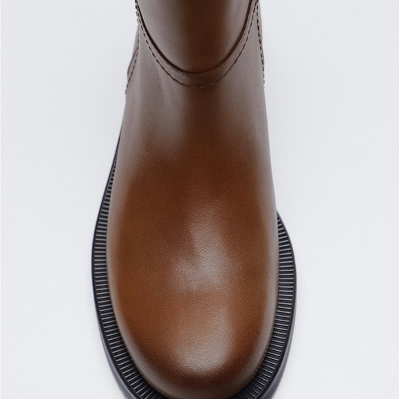 New Zara Tall Brown Leather Boots 7.5 US - Picture 3 of 8